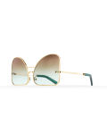 Inverted mint chocolate gradient lenses aviator Model 2. Golden metal frame