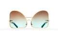 Inverted mint chocolate gradient lenses aviator Model 2. Golden metal frame