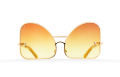 Inverted yellow gradient lenses aviator Model 2. Golden metal frame