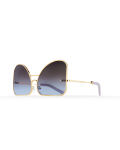 Inverted blue chocolate gradient lenses aviator Model 2. Golden metal frame