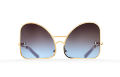 Inverted blue chocolate gradient lenses aviator Model 2. Golden metal frame