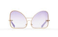 Inverted lilac lenses aviator Model 2. Golden metal frame