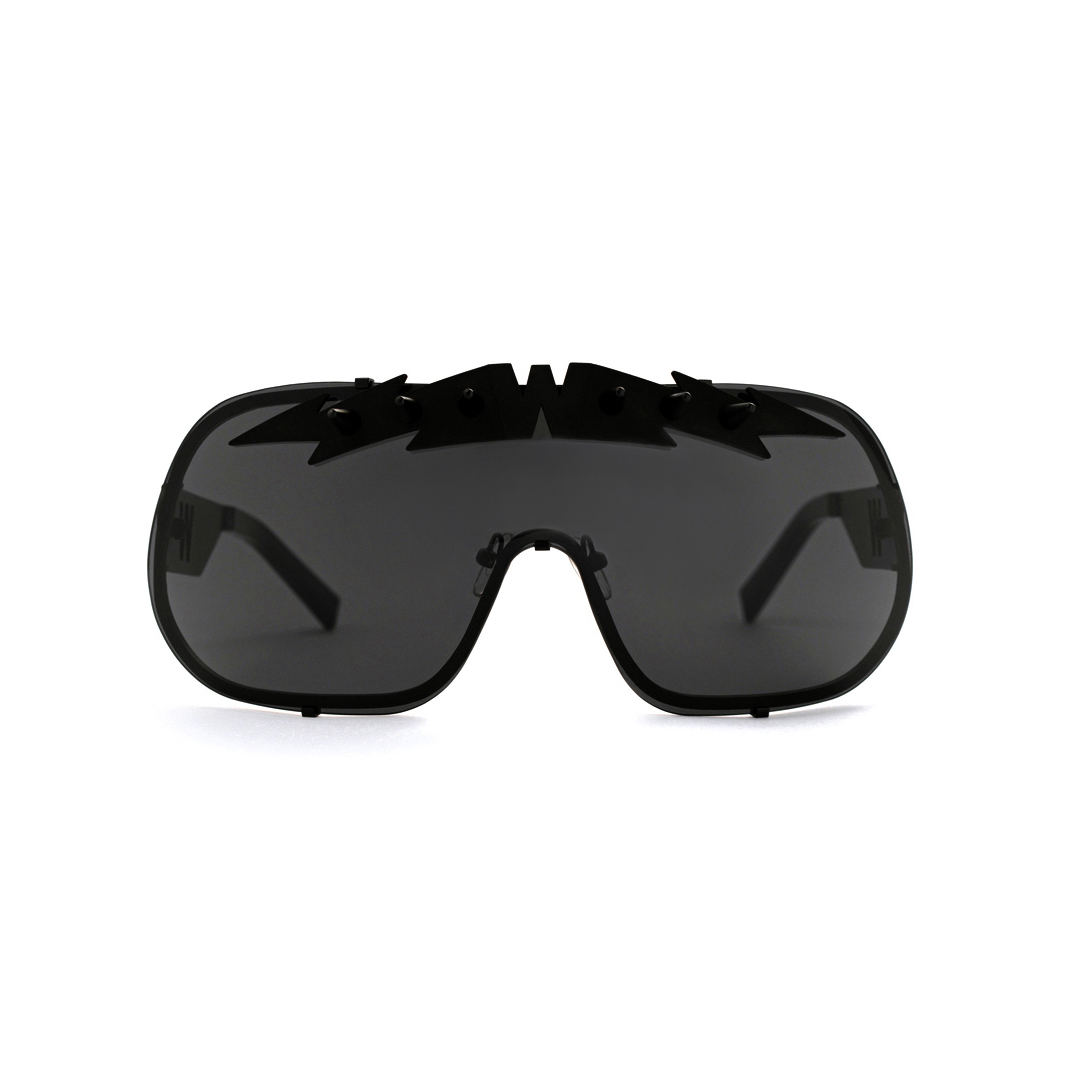 FAKBYFAK x Walter Van Beirendonck  BlitZ Solar Shield Sunglasses. Black & Black Lightning Code: FBF-23-01-04