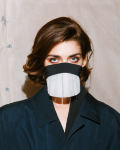 Couture Face Covering with a Pleated Veil, Ear Strap-Free. The FAKOUT. Black & White
