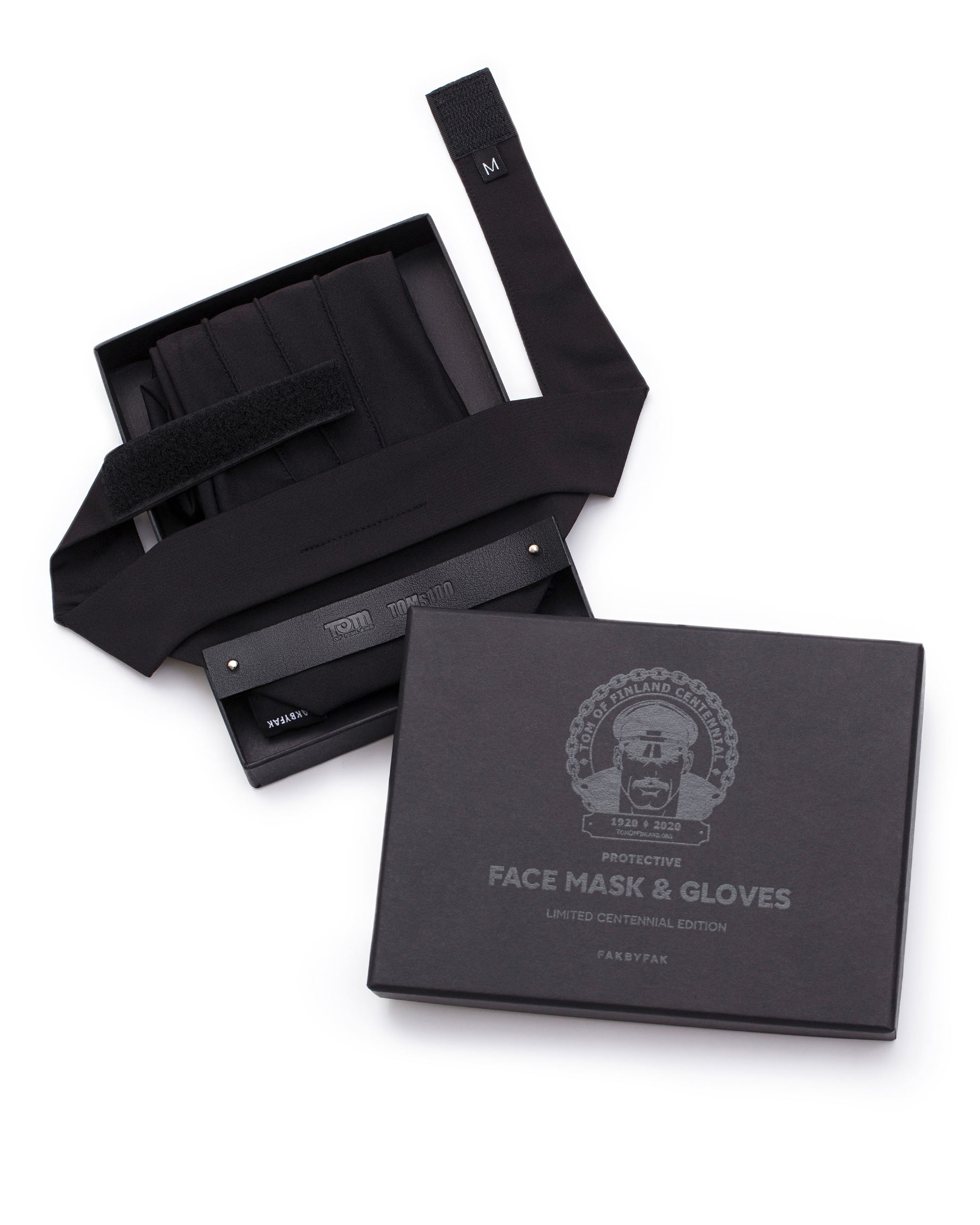 TOM OF FINLAND x FAKBYFAK  Fine Face Covering Mask. Exclusive Centennial Edition. Black Code: FBF-41103-02